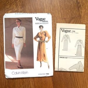 2/$30 Vogue 1793 Calvin Klein Sewing Pattern